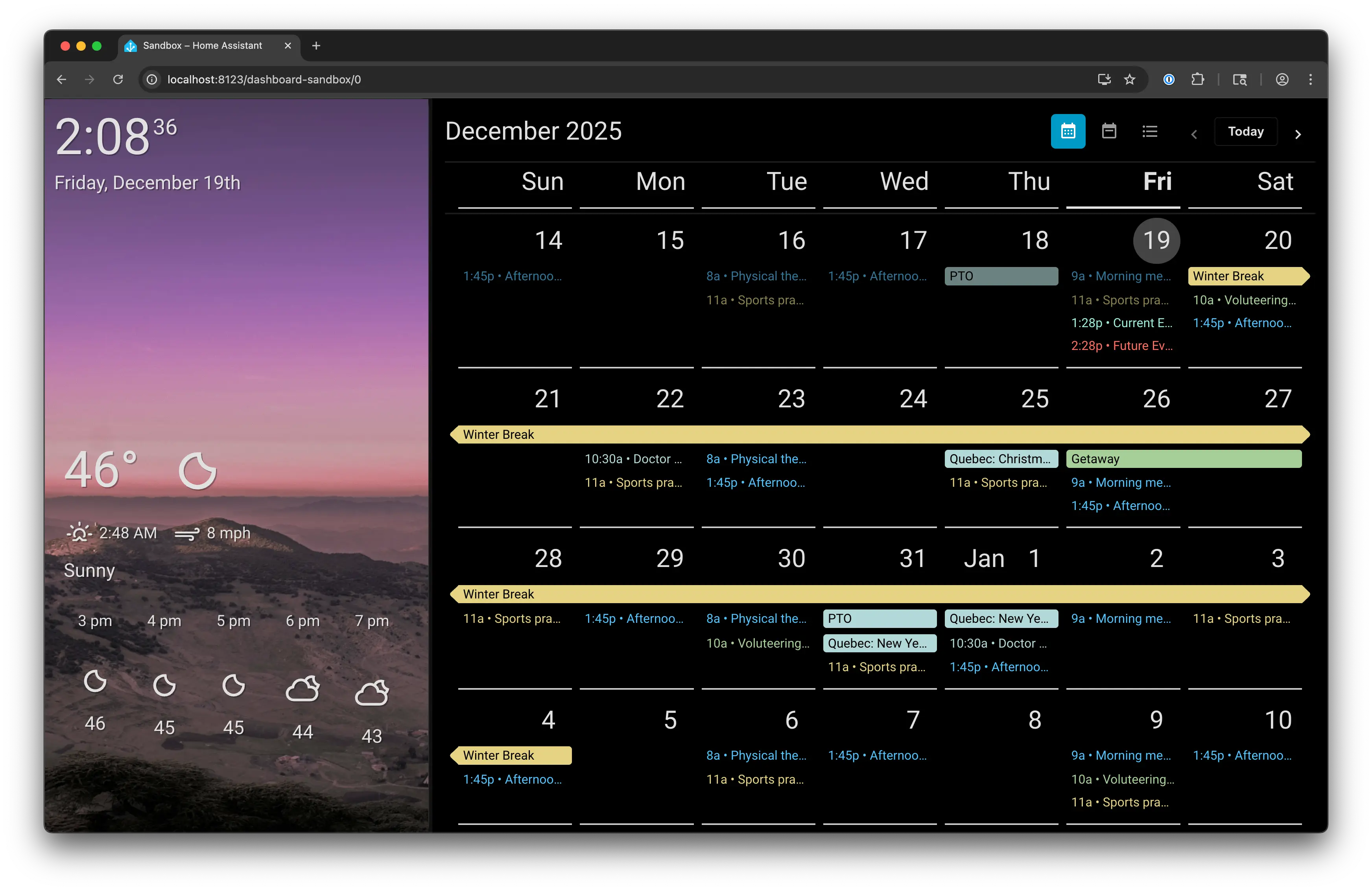 Screenshot: Pebble Dashboard